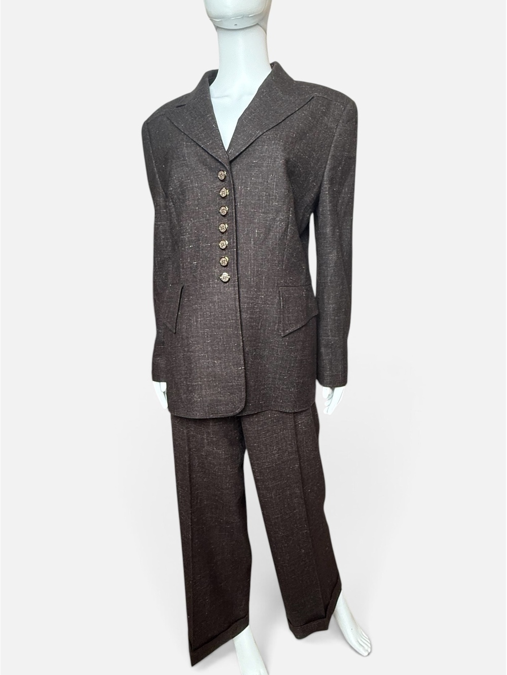 Vintage Escada Wool Linen Suit Size 44 US 14 pristine